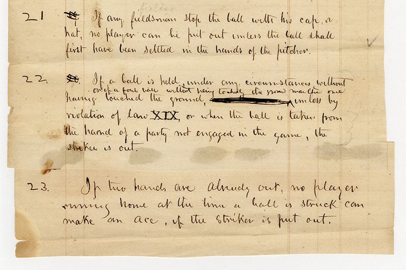 Laws of Base Ball page 3 numbers 21, 22 and 23