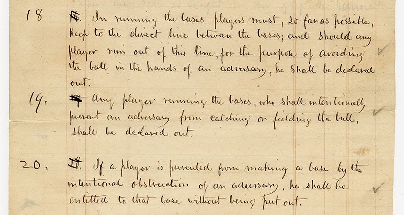 Laws of Base Ball page 3 numbers 18, 19 and 20