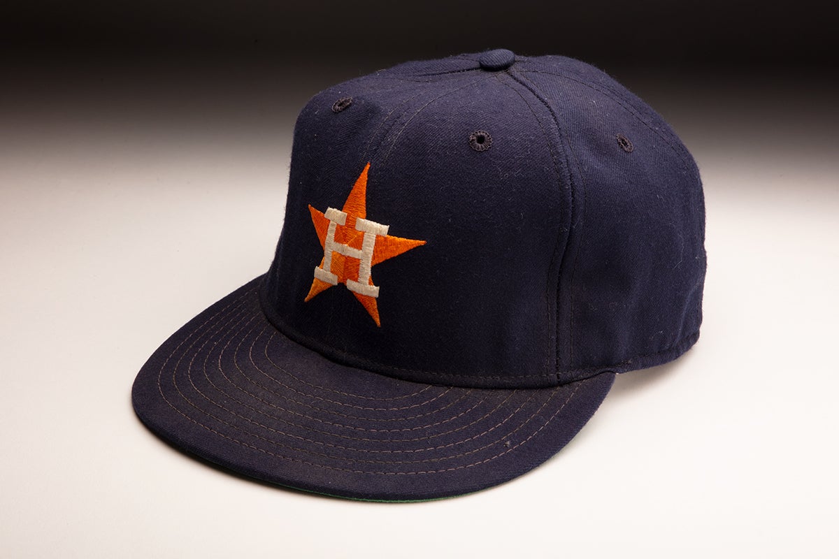 Navy blue Astros cap worn during Mike Scott no-hitter