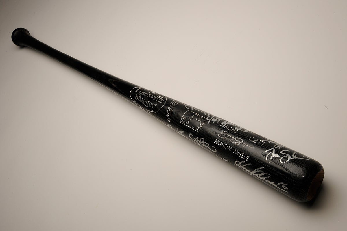 Autographed team-used bat from Angels game on August 4, 1999