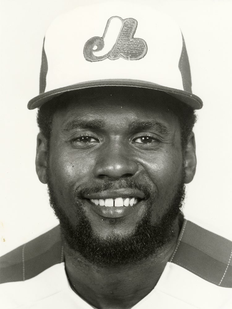 Head and shoulders portrait of Rodney Scott in Expos uniform