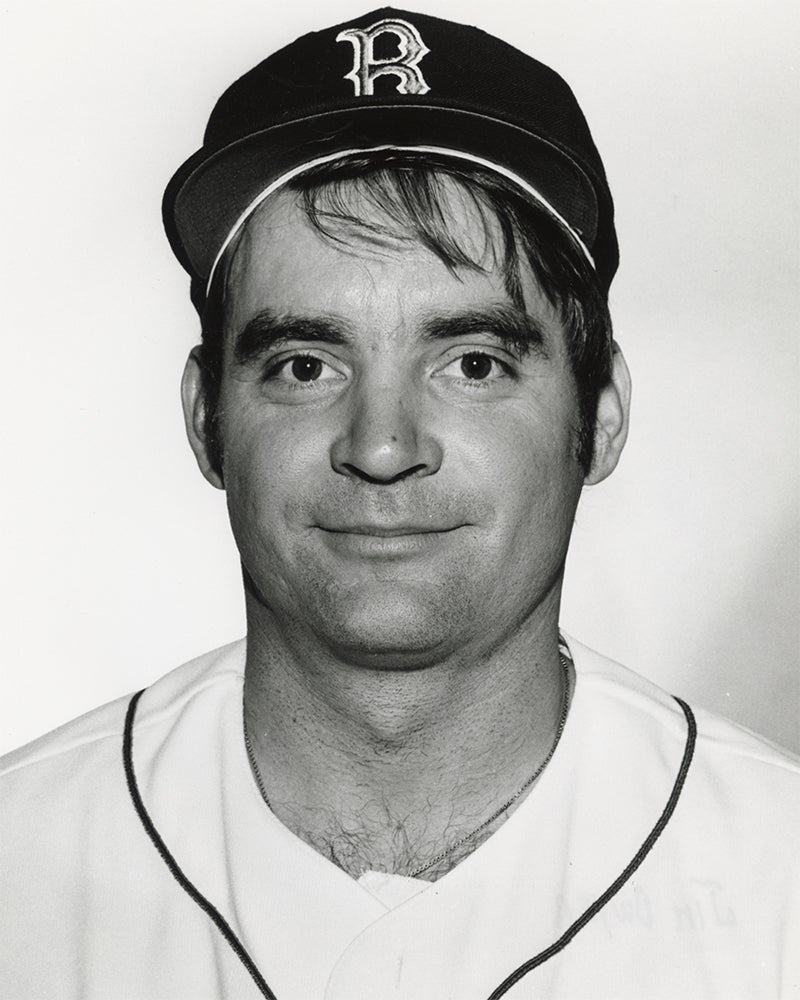 Head and shoulders portrait of Jim Dwyer in Red Sox uniform