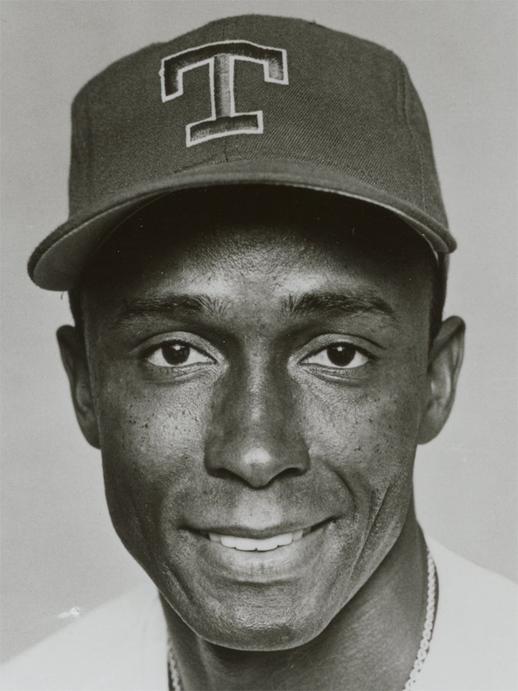 Head and shoulders portrait of Gary Pettis in Rangers uniform