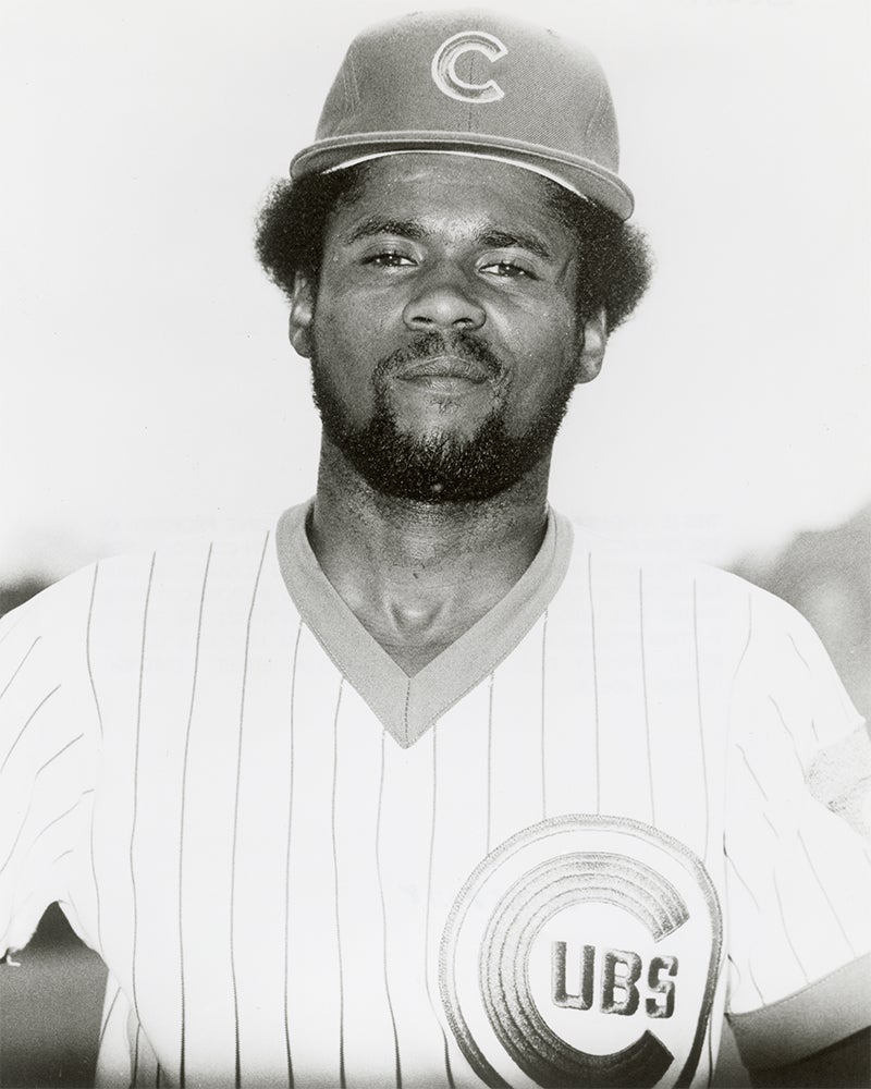 Head and shoulders portrait of Rodney Scott in Cubs uniform