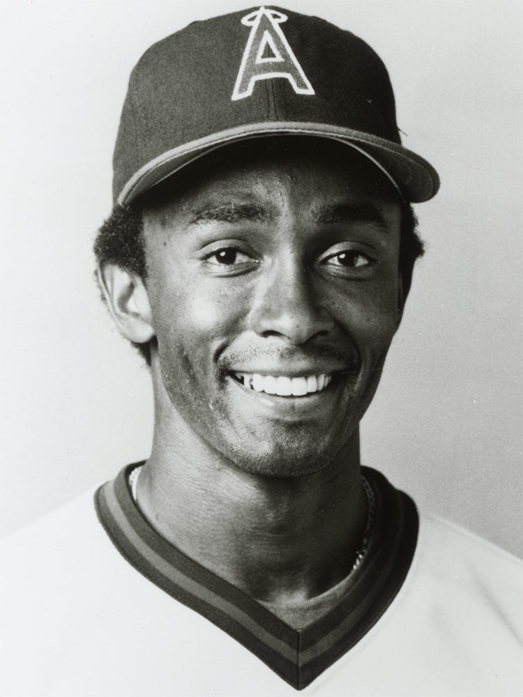 Head and shoulders portrait of Gary Pettis in Angels uniform