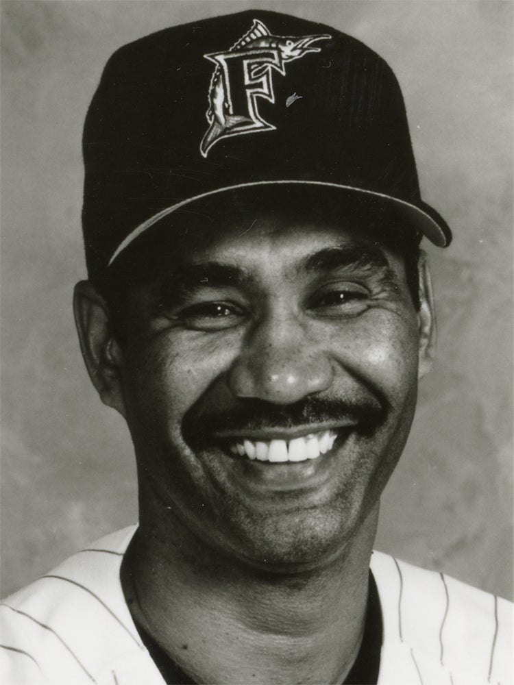 Head and shoulders portrait of Jerry Manuel in Marlins uniform