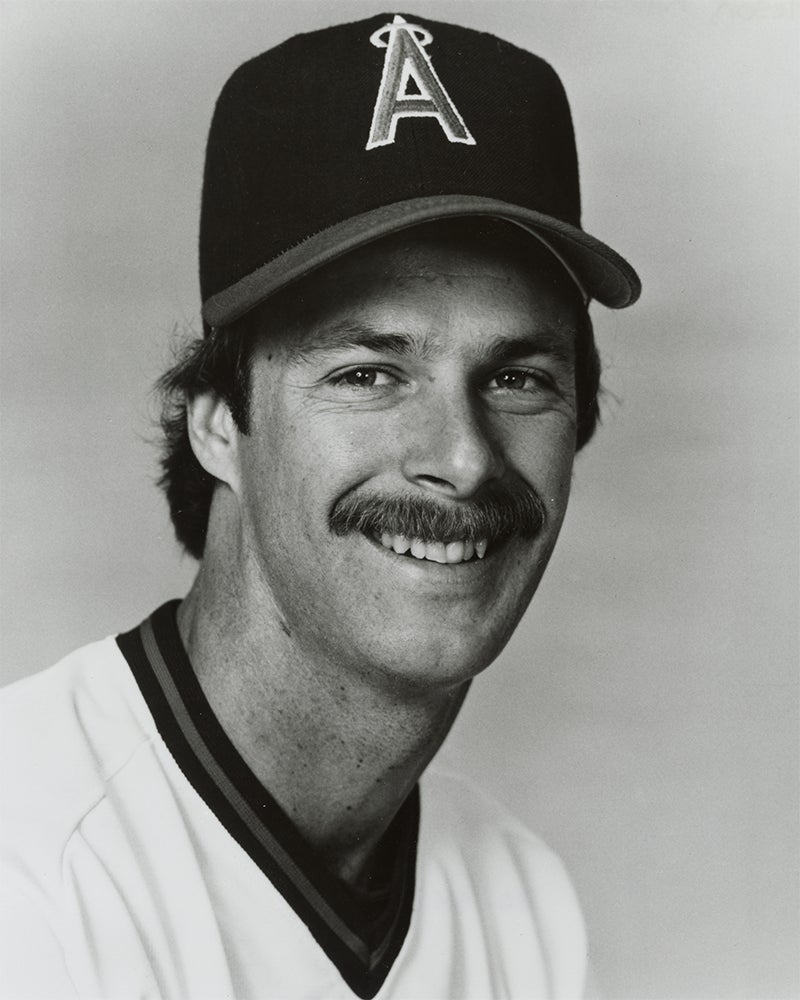 Head and shoulders portrait of Rick Burleson in Angels uniform