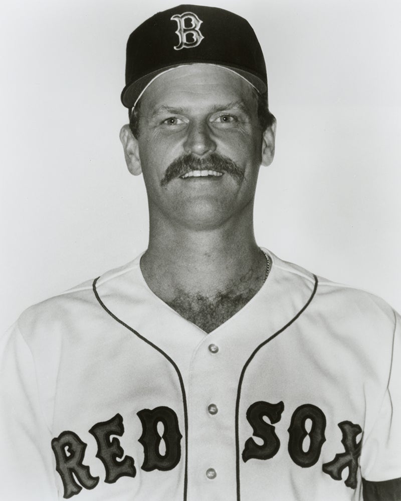 Head and shoulders portrait of Larry Andersen in Red Sox uniform