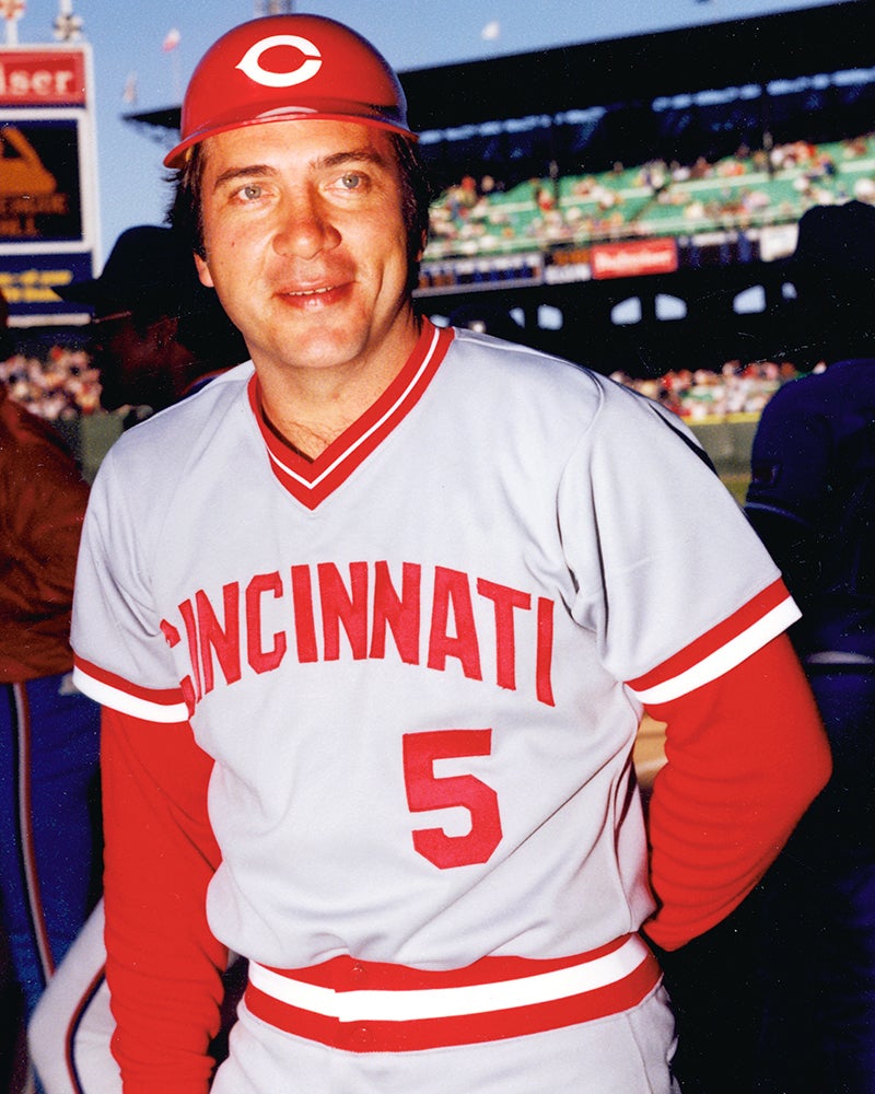Head and shoulders portrait of Johnny Bench in Cincinnati uniform