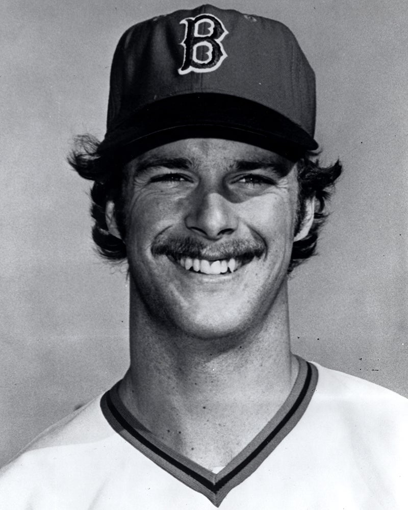 Head and shoulders portrait of Rick Burleson in Red Sox uniform