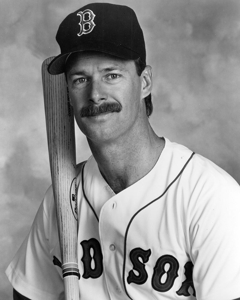 Batting portrait of Rick Burleson in Red Sox uniform