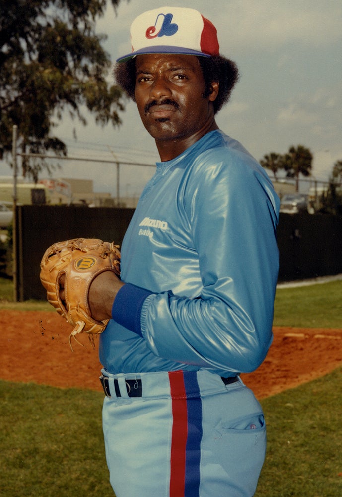 Ray Burris wearing Expos cap