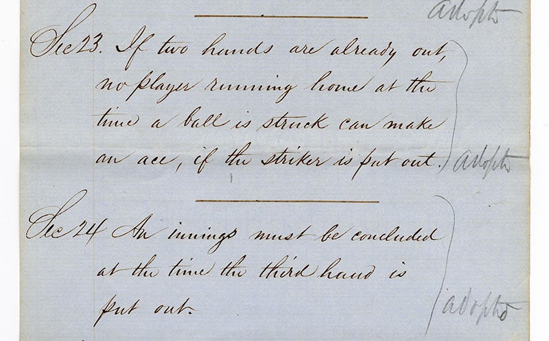Laws of Base Ball page 10 sections 23 and 24