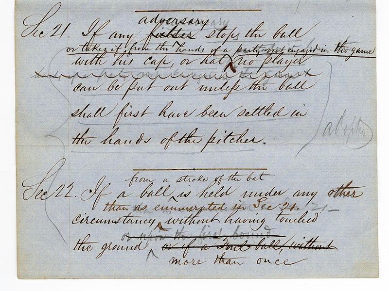 Laws of Base Ball page 9 sections 21 and 22