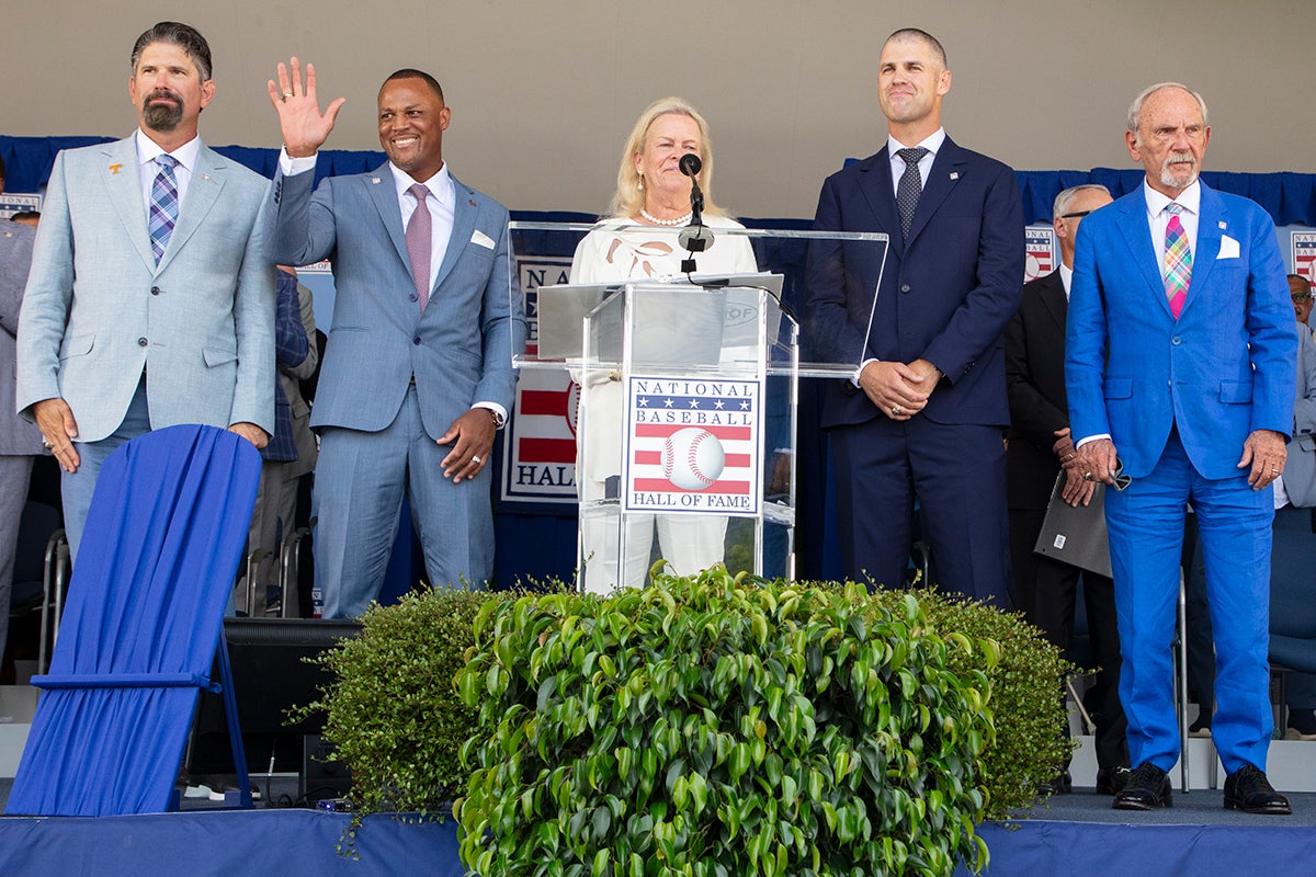 Adrian Beltré, Todd Helton, Jane Forbes Clark, Joe Mauer and Jim Leyland