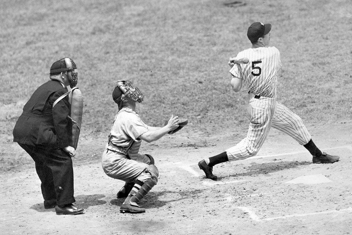 Joe DiMaggio bats for Yankees