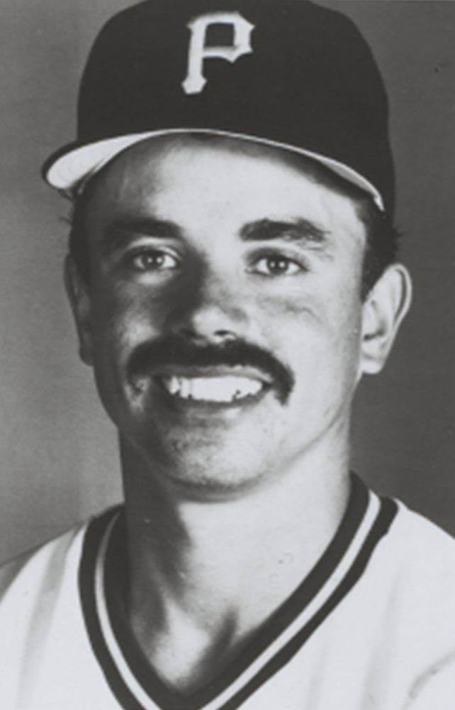 Head and shoulders portrait of Félix Fermín in Pirates uniform