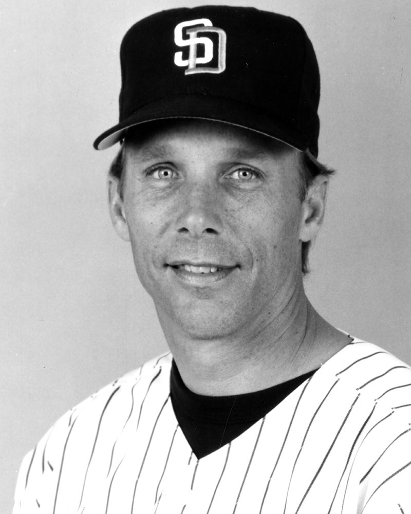 Head and shoulders portrait of Tim Flannery in Padres uniform