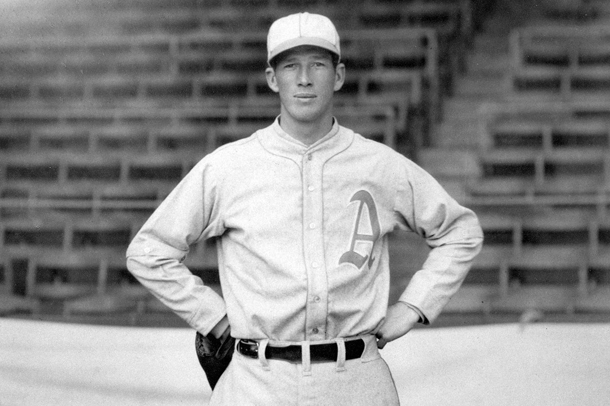 Posed portrait of Lefty Grove in Athletics uniform