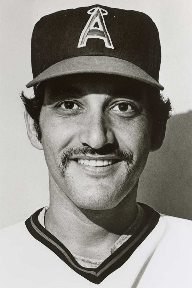 Head and shoulders portrait of Mario Guerrero in Angels uniform