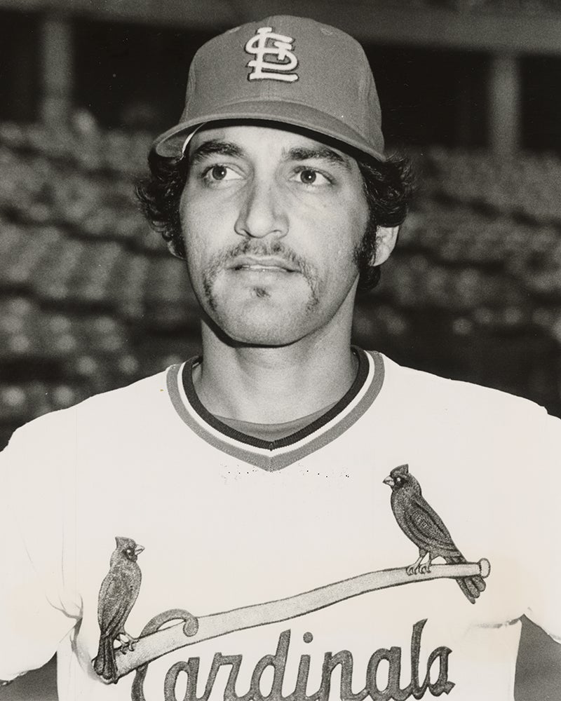 Head and shoulders portrait of Mario Guerrero in Cardinals uniform