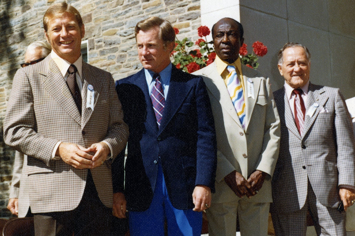 Mickey Mantle, Whitey Ford, Cool Papa Bell and Jocko Conlan at 1974 Induction Ceremony