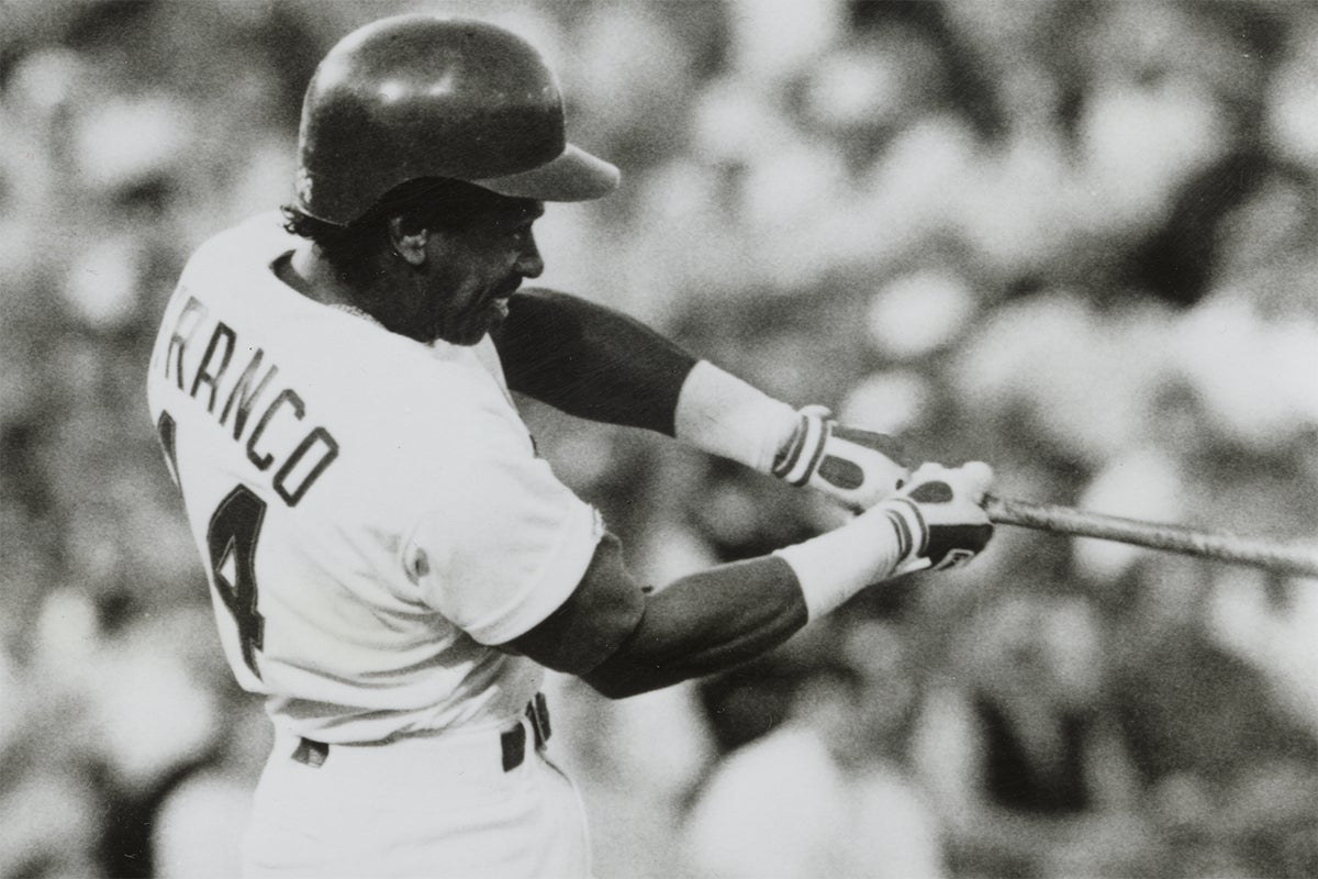 Julio Franco bats for Rangers