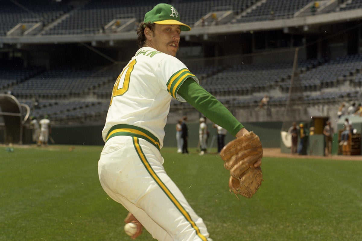 Ken Holtzman in Athletics bullpen