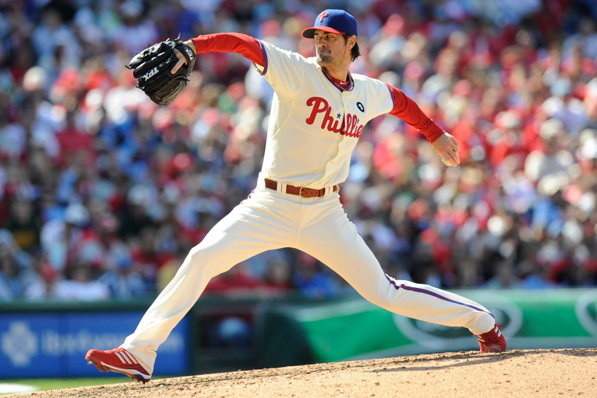 Cole Hamels in Phillies uniform