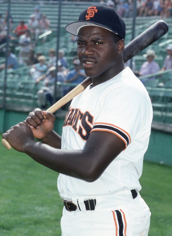 Batting portrait of Charlie Hayes in Giants uniform