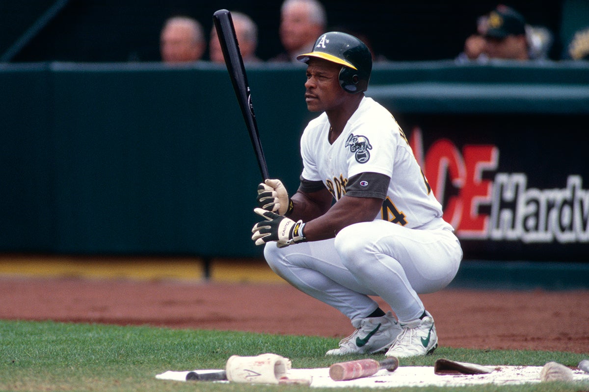 Rickey Henderson on deck for Athletics