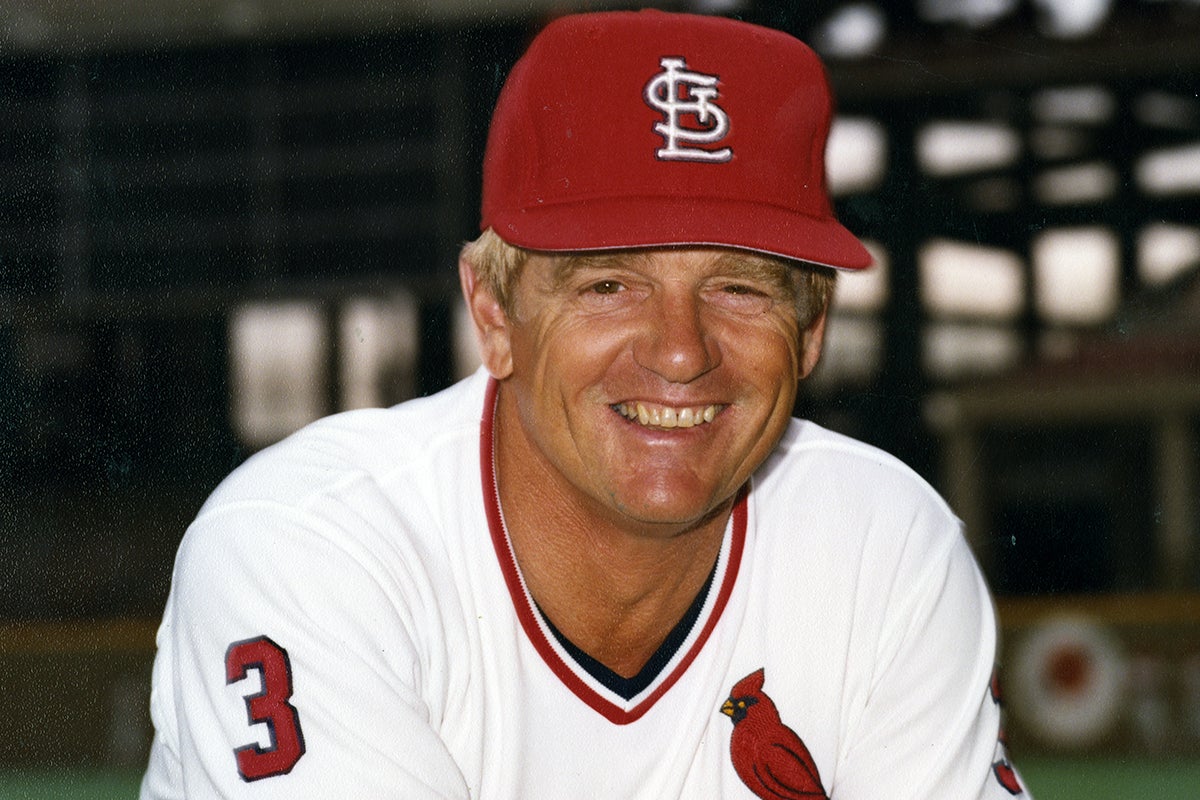 Posed portrait of Whitey Herzog in Cardinals uniform