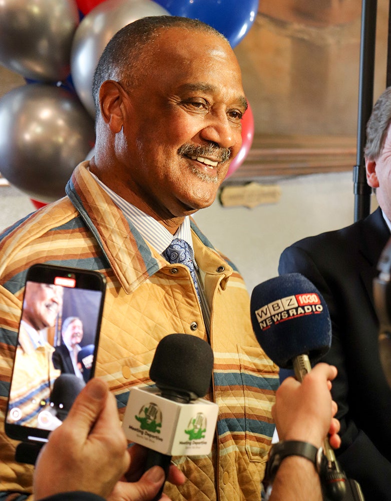 Jim Rice speaks at press conference