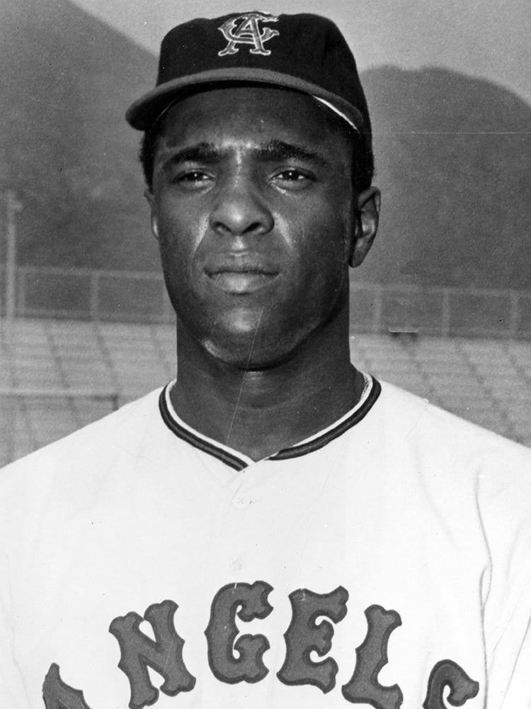 Head and shoulders portrait of Alex Johnson in Angels uniform
