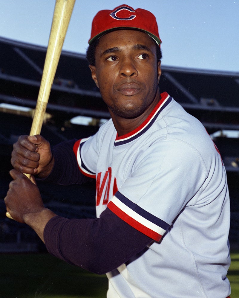 Alex Johnson batting portrait in Cleveland uniform