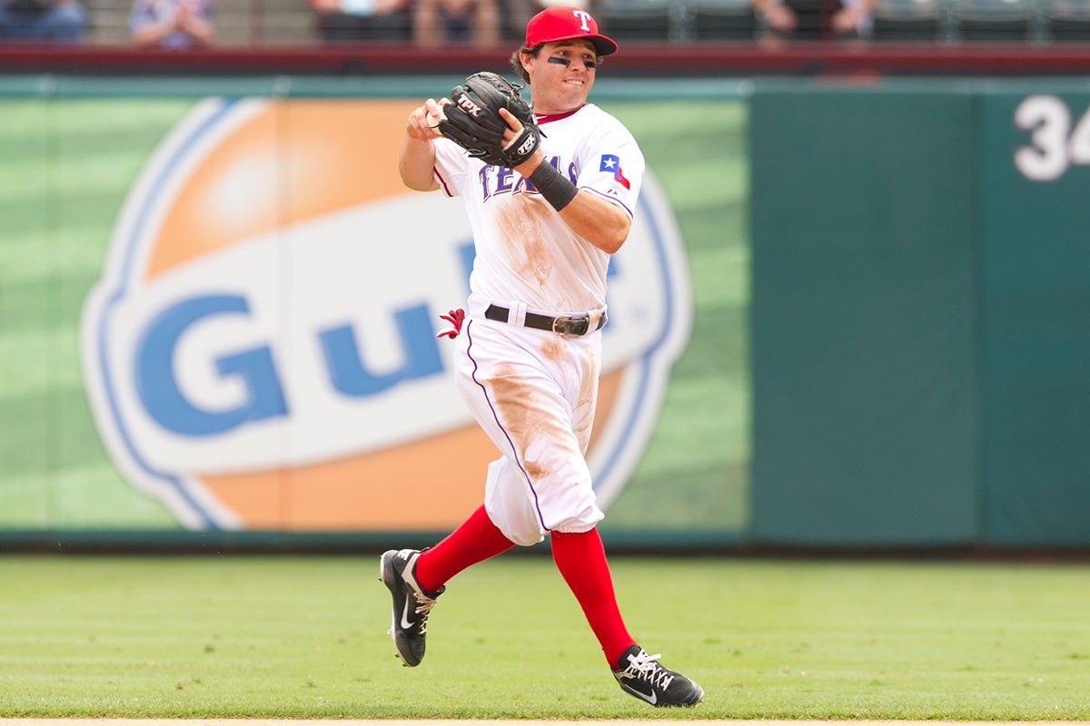 Ian Kinsler in Rangers uniform