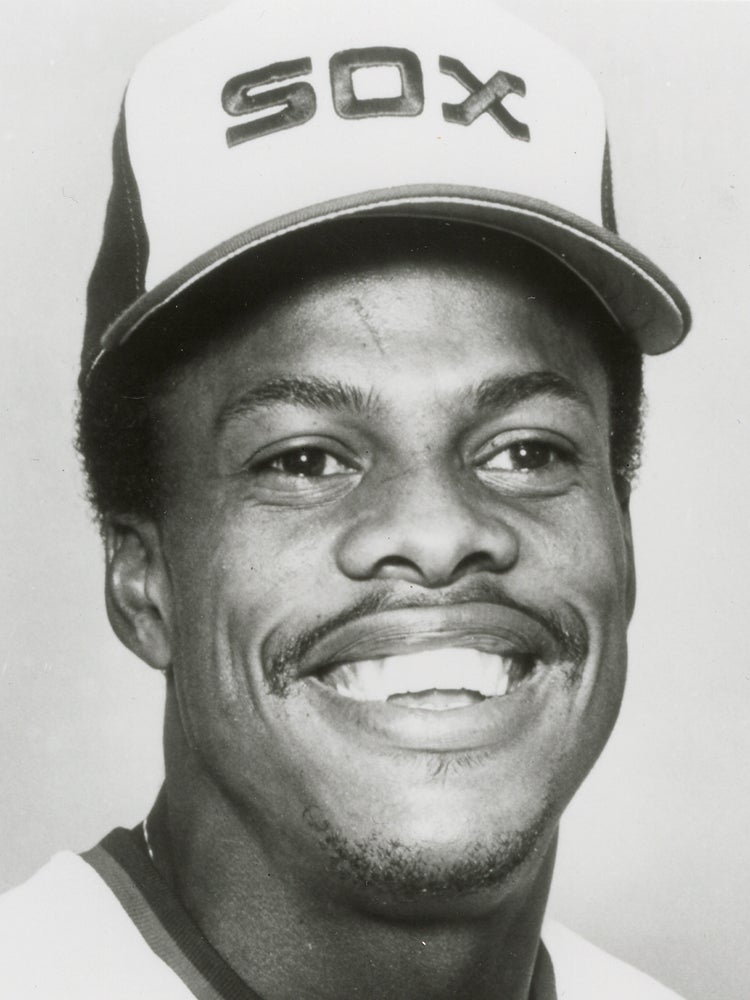 Head and shoulders portrait of Rudy Law in White Sox uniform