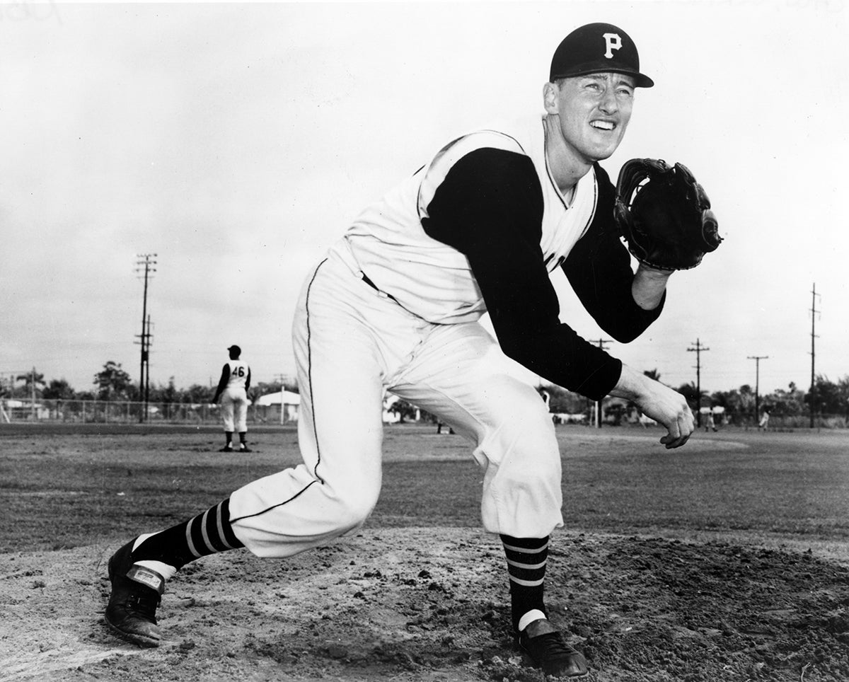 Vern Law follows through on right-handed throwing motion