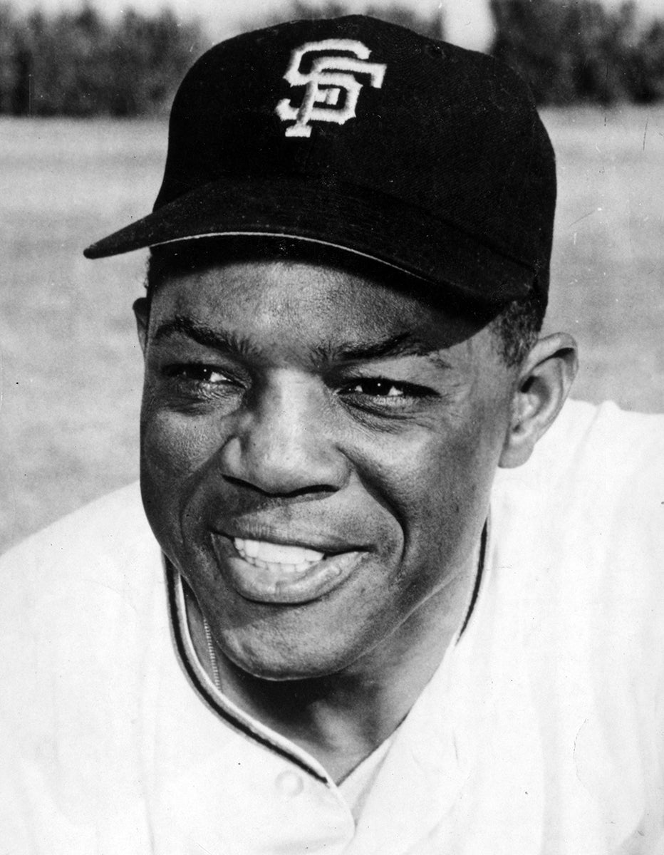 Black and white portrait of Willie Mays