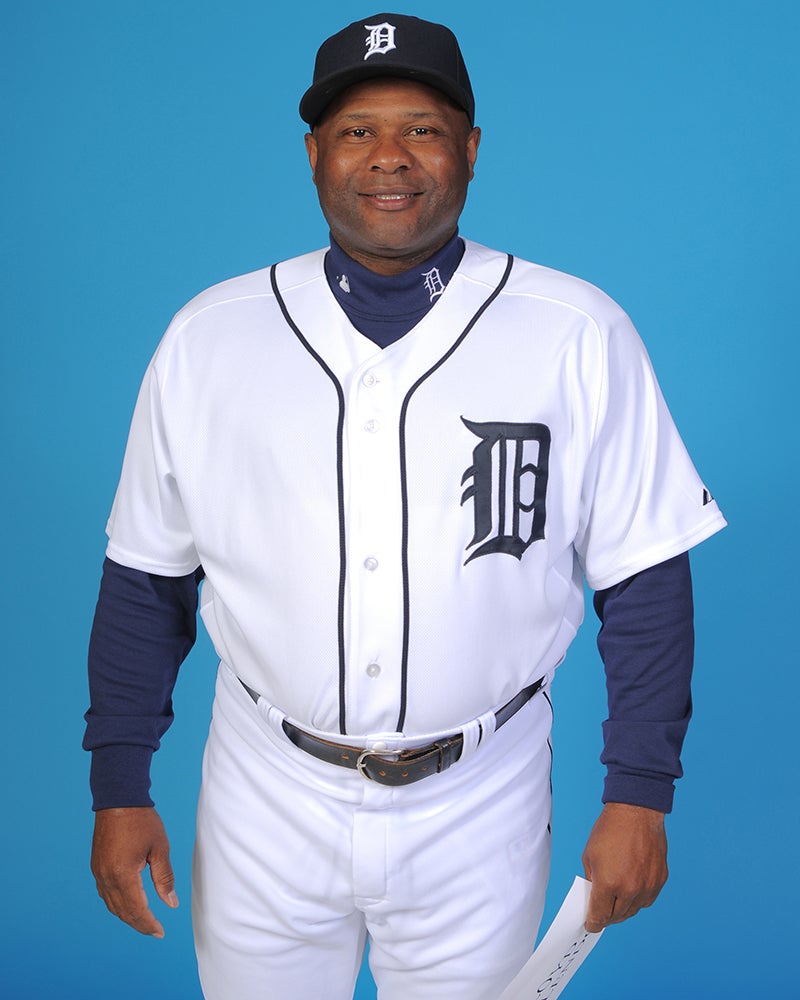 Head and shoulders portrait of Lloyd McClendon in Tigers uniform