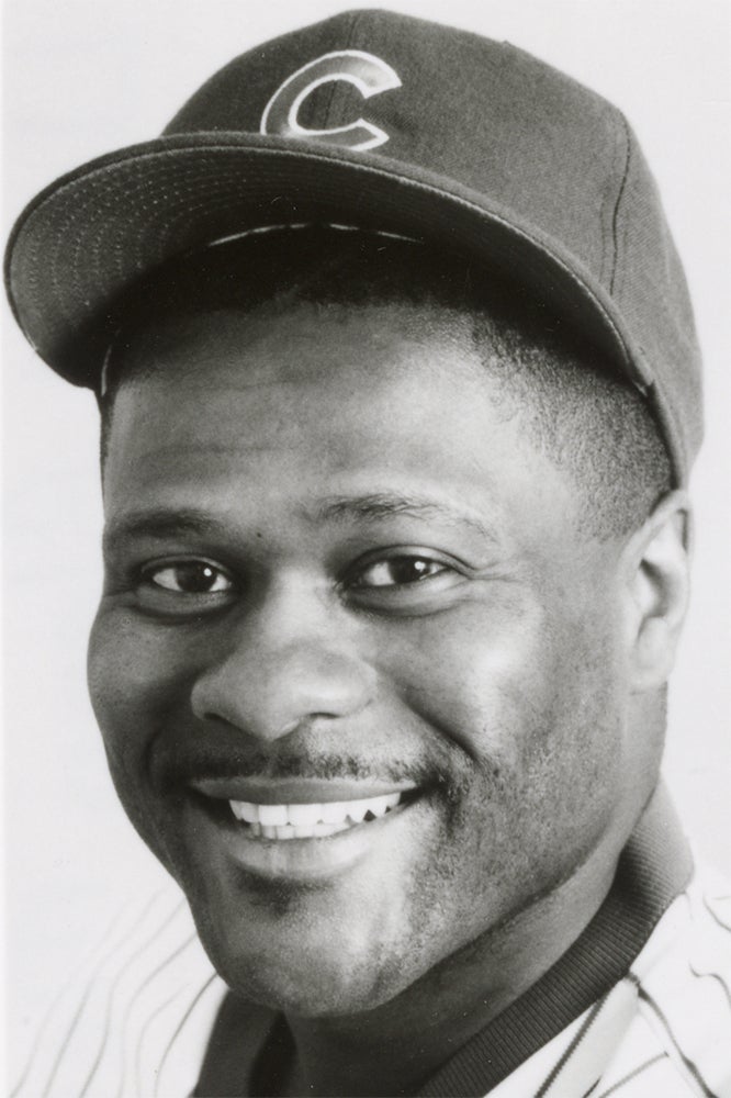 Head and shoulders portrait of Lloyd McClendon in Cubs uniform