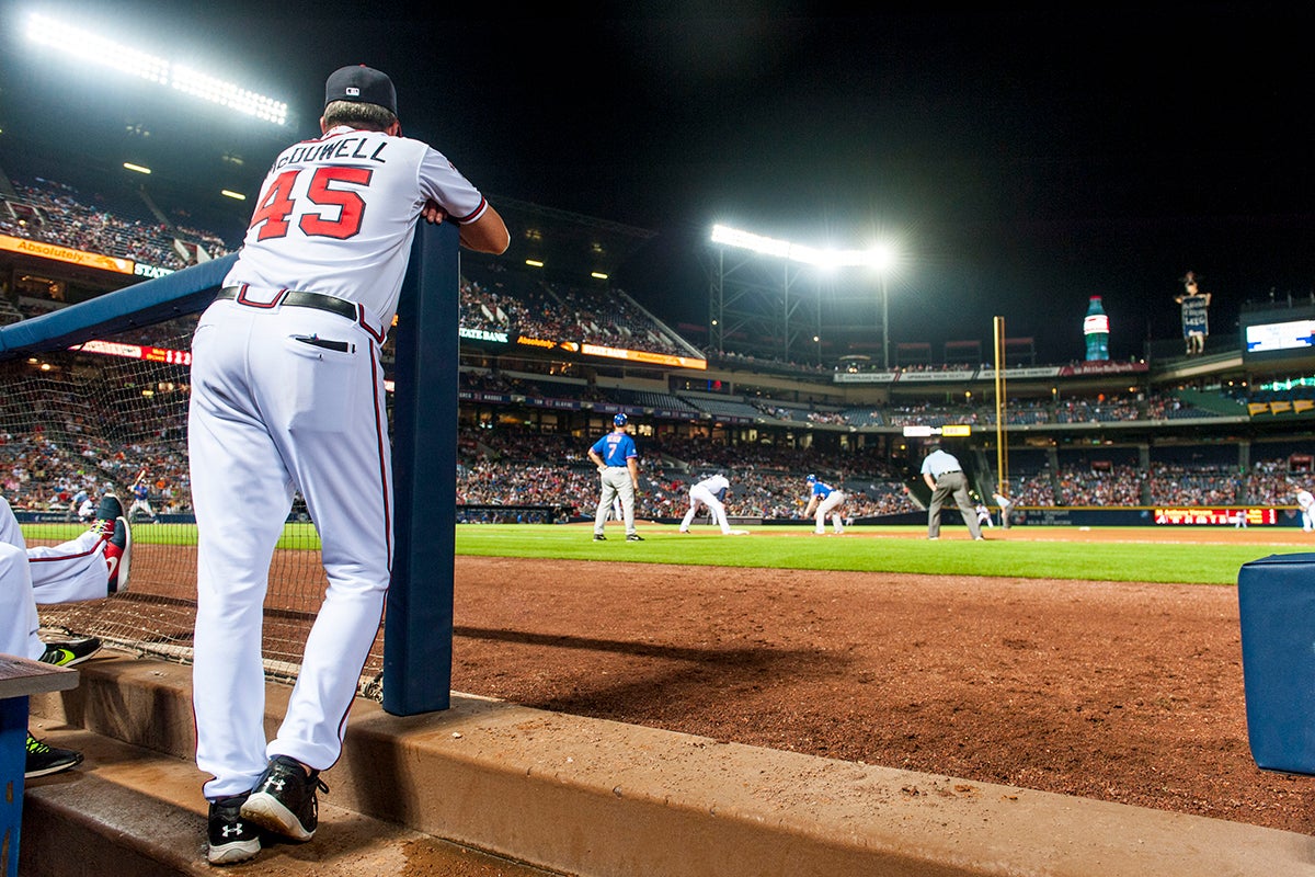 Roger McDowell in Braves dugout