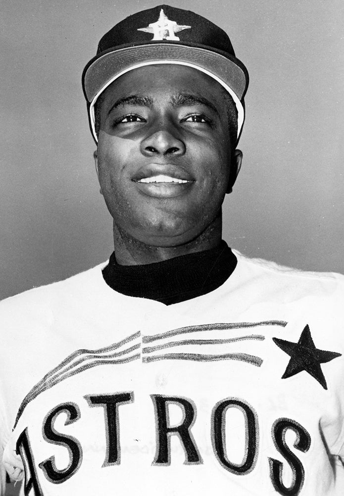 Head and shoulders portrait of Joe Morgan in Astros uniform