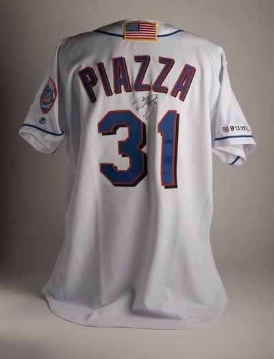 Mike Piazza wore this jersey when he hit a home run on Sept. 21, 2001, the first game played in New York after Sept. 11, 2001. 