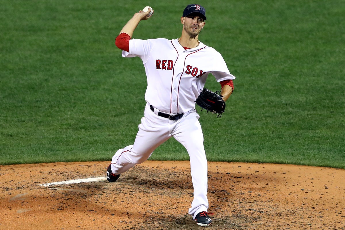 Rick Porcello in Red Sox uniform