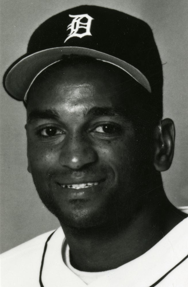 Head and shoulders portrait of Curtis Pride in Tigers uniform