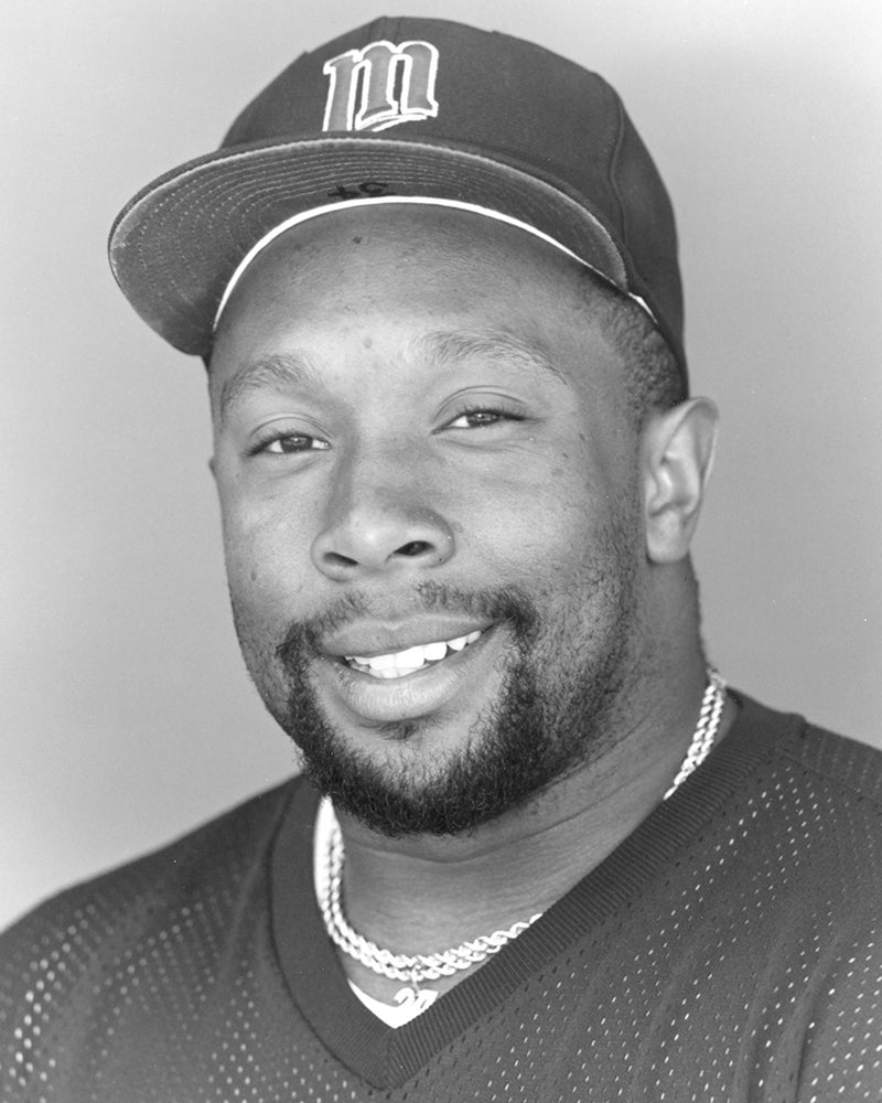 Head and shoulders portrait of Kirby Puckett in Twins uniform