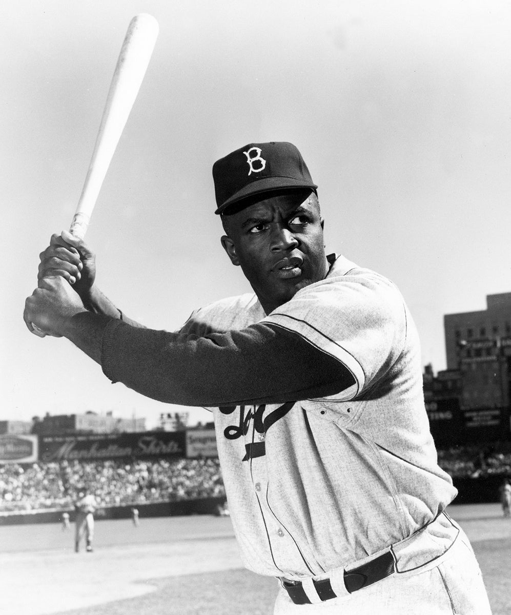 Jackie Robinson in right-handed stance