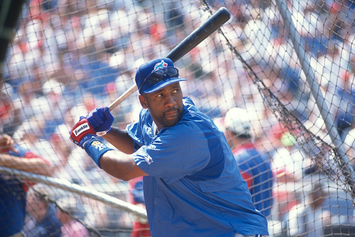 Joe Carter in batting cage