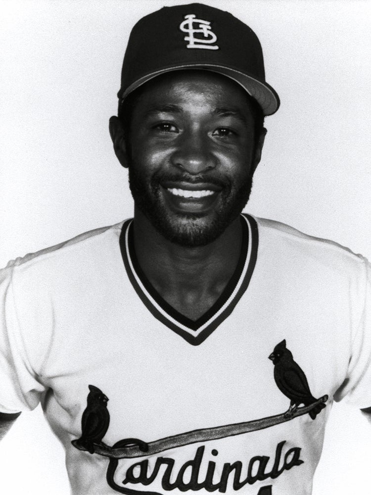 Head and shoulders portrait of Ozzie Smith in Cardinals uniform